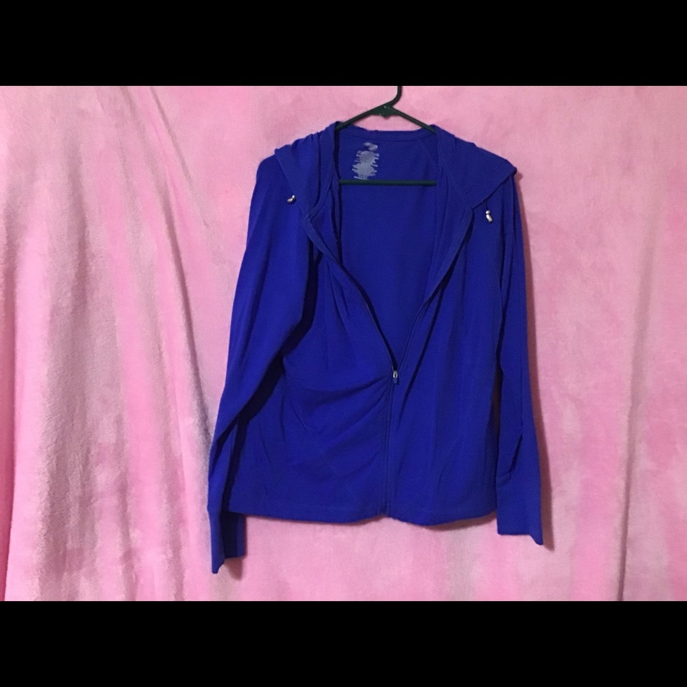Light weight, zip up, hoodie, beautiful blue